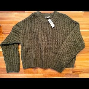 American Eagle Olive Green Cropped Sweater Size S
